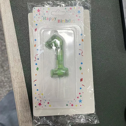 7 Pieces Digital Cake Candle Decoration Minecraft Theme Green, Wishing Candle Kids Birthday Party, Digital Cake Candle Decoratio