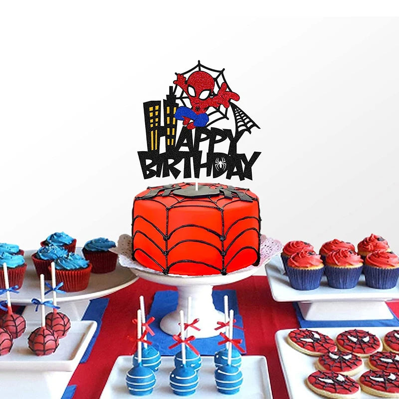 Disney Spiderman Birthday Party Cake Decorations Kids 1/2/3 Birthday Cake Toppers for Kids Boys Birthday Party Cake Decorations