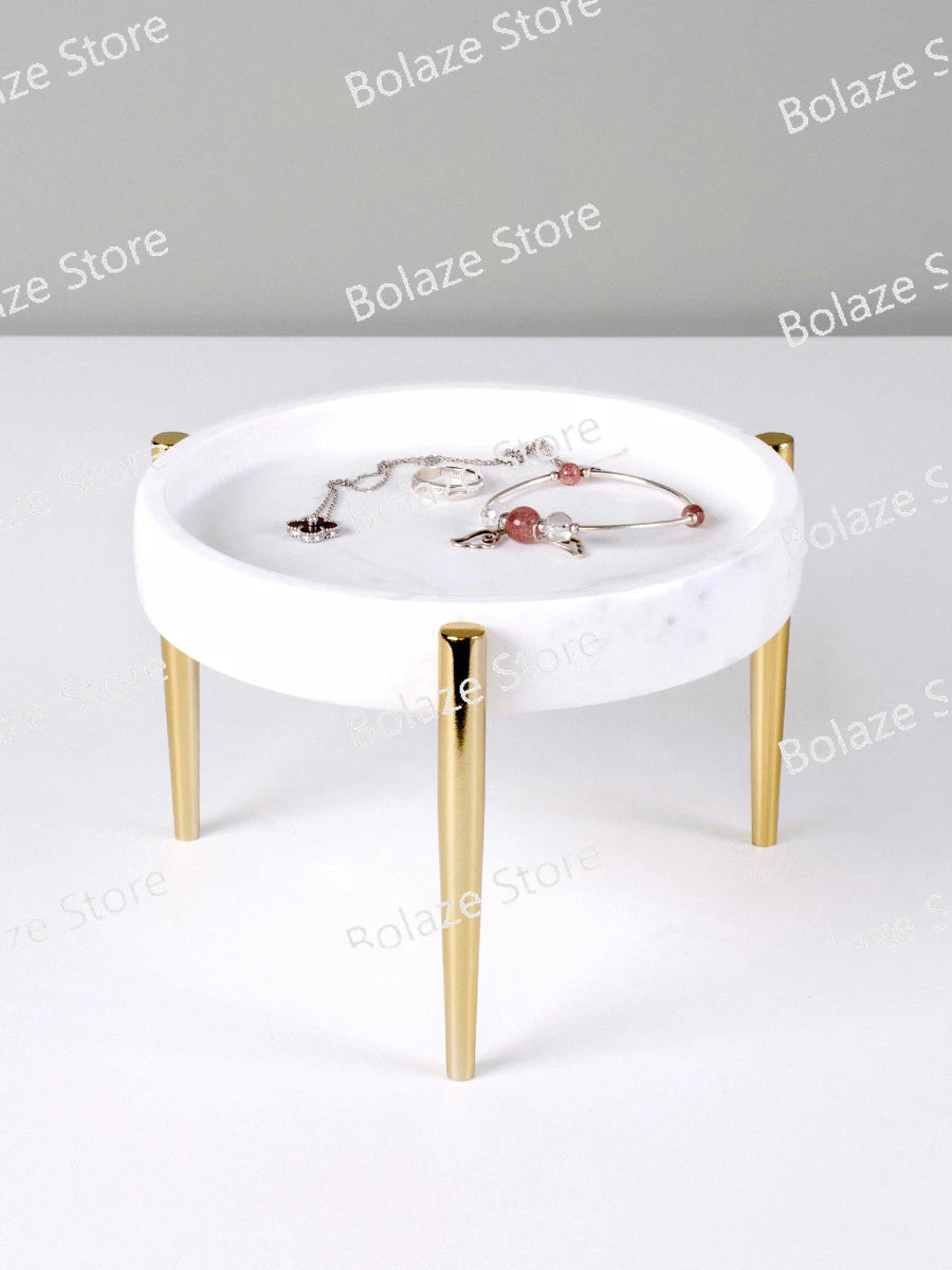 Cake Tray, Marble Fruit Plate, Home Housewarming Fruit Plate, European Style KTV Table Supplies, Afternoon Tea, Snack Rack