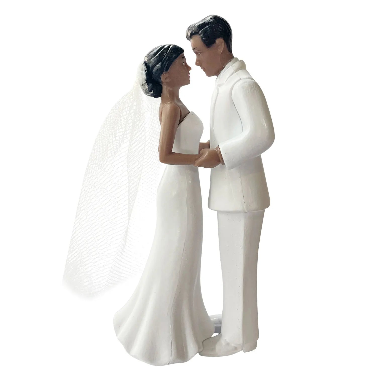 Elegant Bride &amp; Groom Wedding Cake Topper with Veil 4.3" - Anniversary, Bridal Shower, Engagement Party Decoration