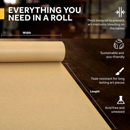 Kraft Paper Roll – Brown Wrapping Paper for Gifts, Crafts, Shipping &amp; Floor Covering (100% Recycled)