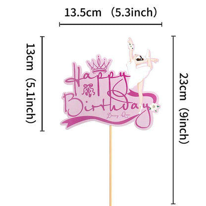 Ballet Cake Decoraitons Ballerina Cupcake Topper For Girl Happy Birthday Supplies Dancing Theme Party Decorations Cake Deors