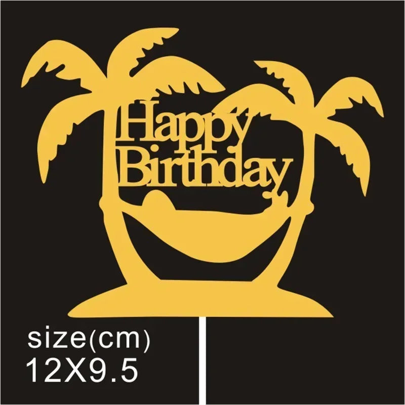 10 Pcs / Bag Gold Silver English Happy Birthday  Cake Toppers  Birthday Party Decorations   Baking DIY Accessories