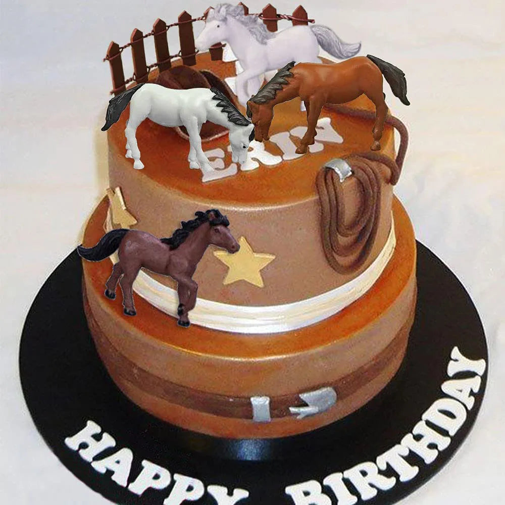 Horse Cake Decoration Plastic Horse Realistic Toy Pony Figures Walking Animal Mini Barn Toys Kids  Cowboy Birthday Party Supplie