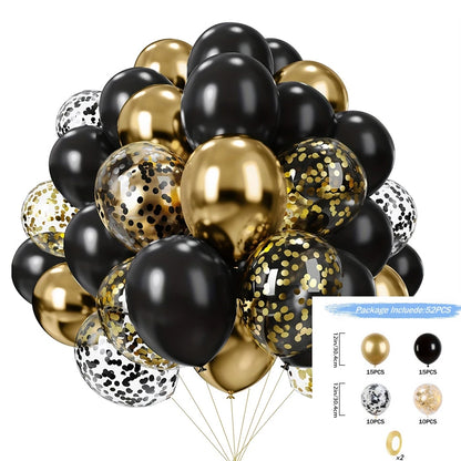 16pcs Black Metallic Sequin Balloons – Party Decorations for Birthday, Wedding &amp; Graduation