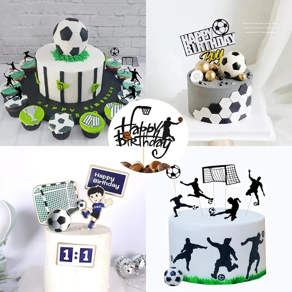 Passion Football Theme Party Soccer Cupcake Topper Flags Decoration Happy Birthday Cake Toppers Boy Kids Birthday Party Supplies