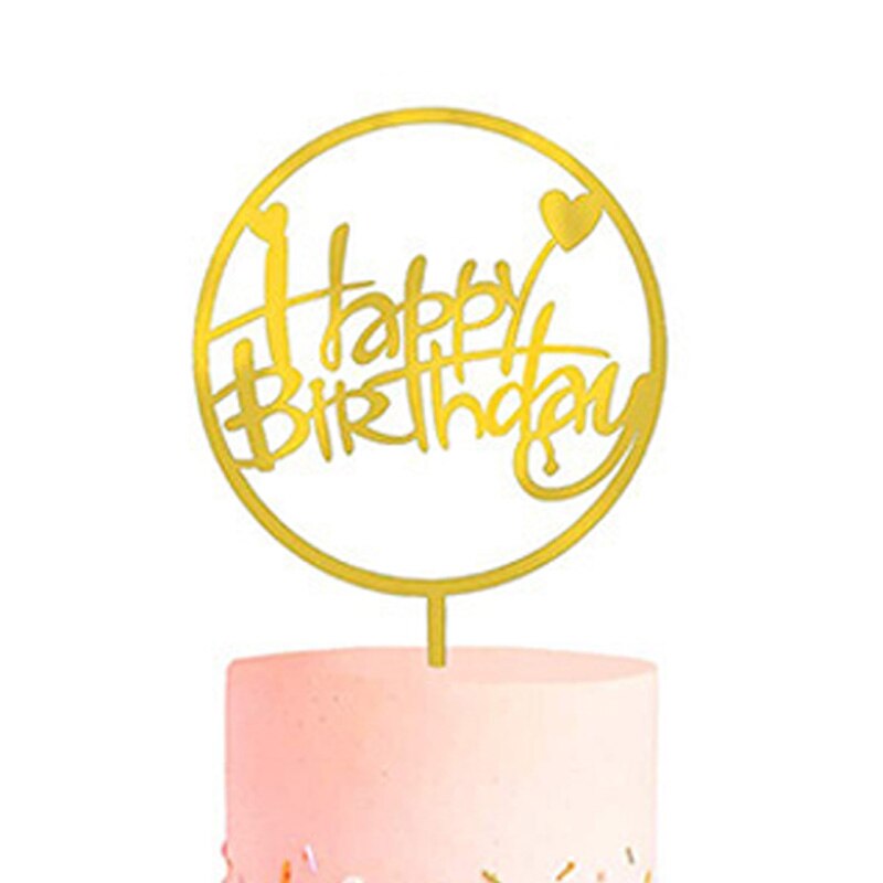 Happy Birthday Cake Topper Gold Acrylic Cake Topper decoration Wedding Party Baking DIY Dessert Cake Decor