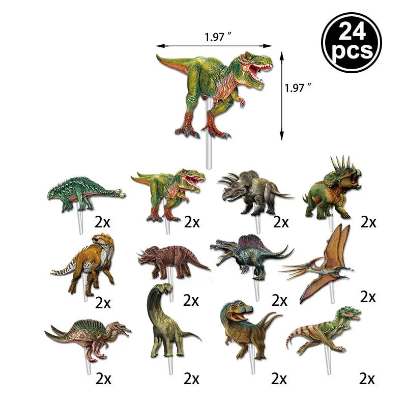 Dinosaur Cupcake Toppers Picks Dino Cake Decorations Boys Kids Dinosaur Themed Birthday Baby Shower Party Jurassic World Party