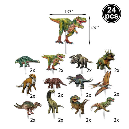 Dinosaur Cupcake Toppers Picks Dino Cake Decorations Boys Kids Dinosaur Themed Birthday Baby Shower Party Jurassic World Party