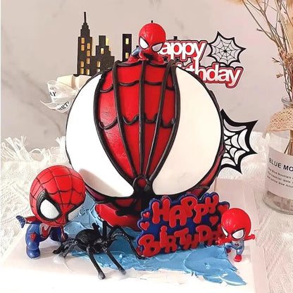 Paper Happy Birthday Cake Toppers Super-Hero Spiderman Theme Boy Birthday Cake Decoration For Boy Kids Party Cake Decor Supplies