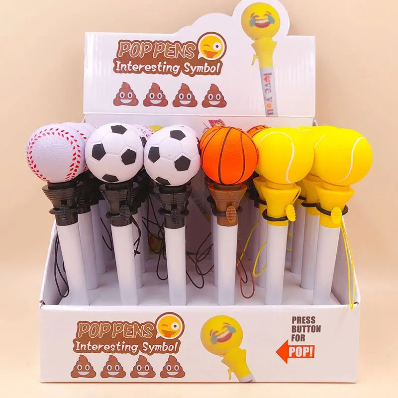 24pcs Fist Cake Football Funny Design Toys Ballpoint Pen Cute Press Ball Pens School Office Writing Supplies Stationery Gift