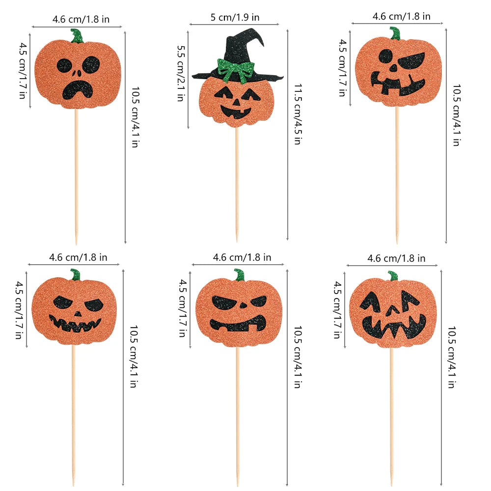 Halloween Cupcake Toppers Glitter Ghost Pumpkin Cat Boo Witch cake Picks for Happy Halloween Theme birthday party Baking Decor