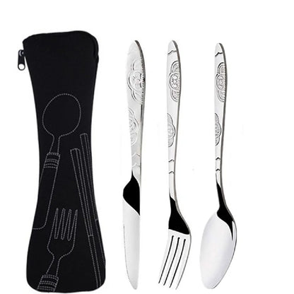 Picnic Set Tableware Washable with Zipper Travel Cutlery Kit Case Portable Pouch for Dinner Household Tool Travel Camping Spoon