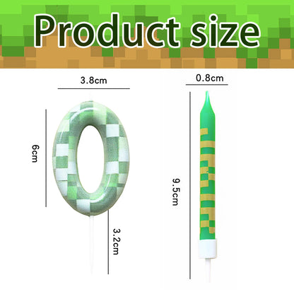 7 Pieces Digital Cake Candle Decoration Minecraft Theme Green, Wishing Candle Kids Birthday Party, Digital Cake Candle Decoratio