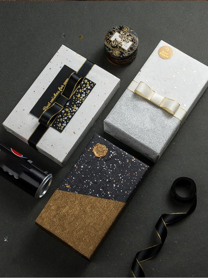 Korean Floral Wrapping Paper Set – 5 Sheets in 6 Colors with Gold/Silver Sparkle Accents