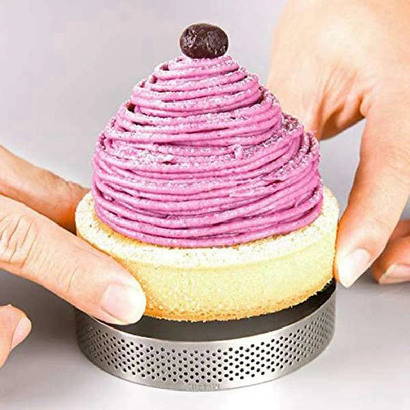 60 Pack Stainless Steel Tart Rings 3 In,Perforated Cake Mousse Ring,Cake Ring Mold,Round Cake Baking Tools