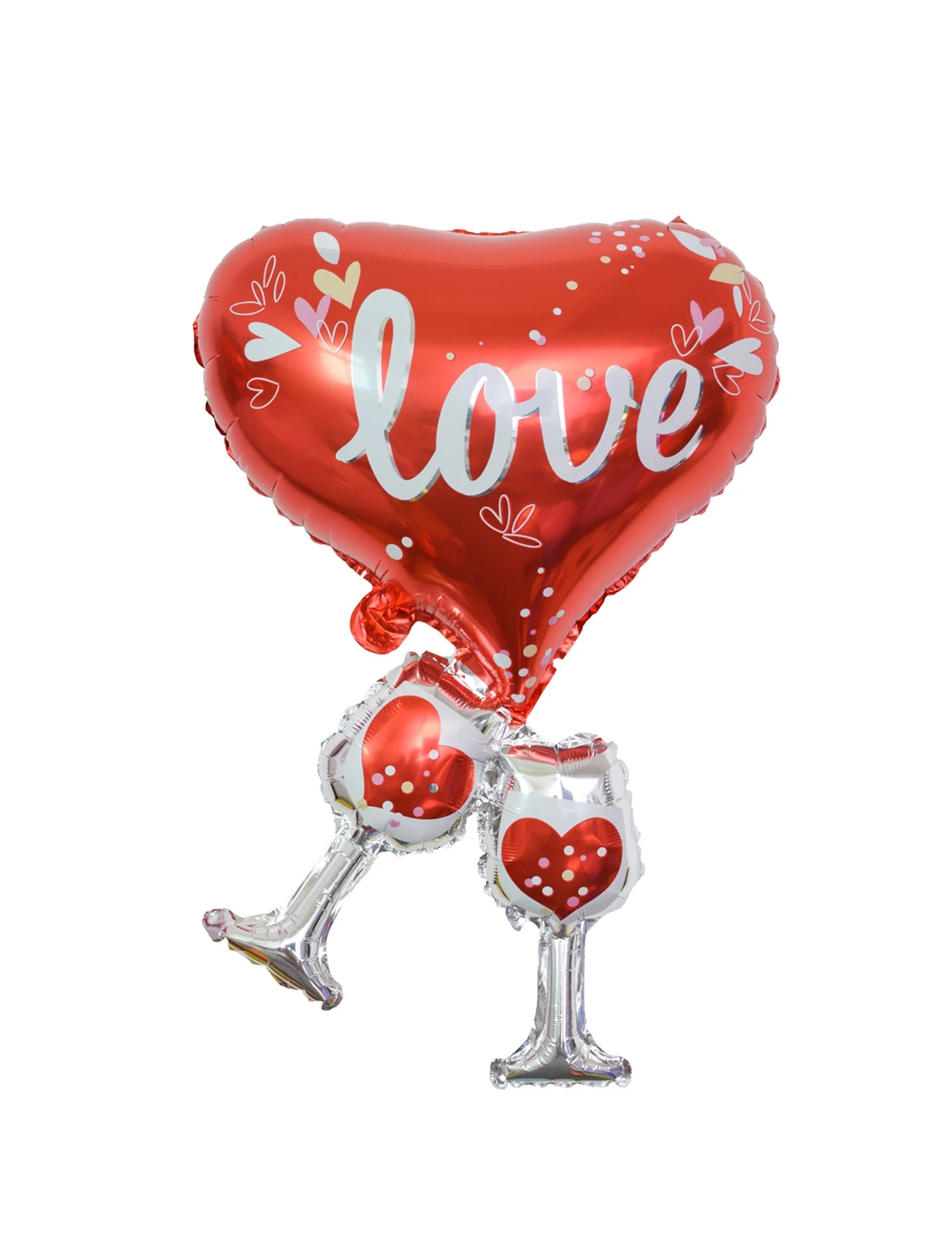 10pcs Red Connection Love Foil Balloons Set Heart Wine Glass Balloon Wedding Valentine&