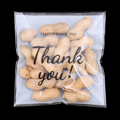300/100Pcs Thank You Candy Bag Plastic Self-Adhesive Biscuit Snacks Chocolates Lollipop Baking Wedding Birthday Party Gift Bags