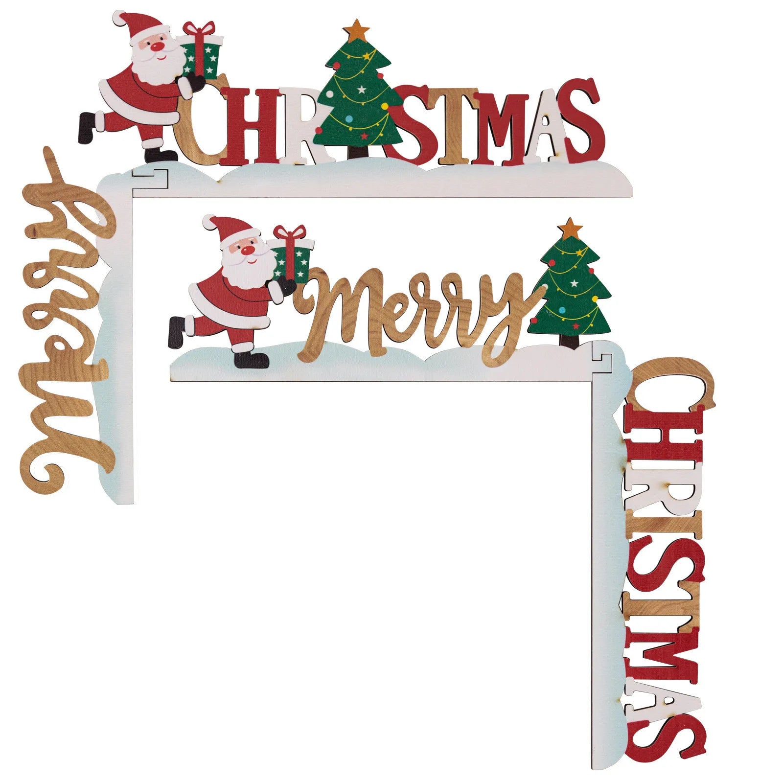 Wall Decor Christmas Door Frame Hanging Wooden Creative Letters Cartoon Old Man Christmas Tree Modeling Suministros NavideñOs