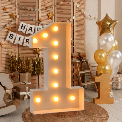 91.5cm Giant Number Balloon Mosaic Frame – Light-Up Marquee Box for Birthday Party Decoration