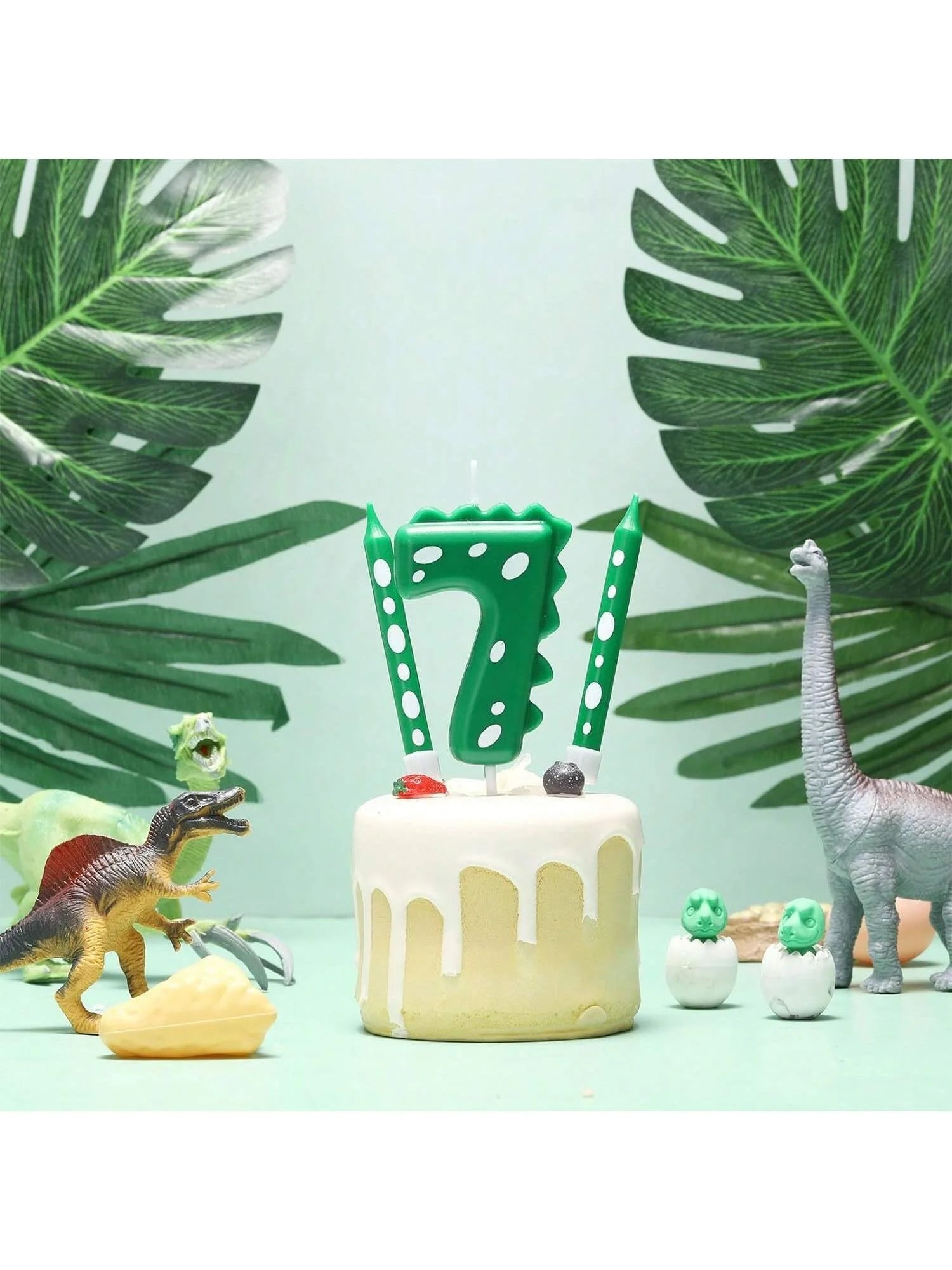 Dinosaur Birthday Candle,0-9 Green Number Candle for Dinosaur Theme Party Decoration, Number Candle for Cake Top