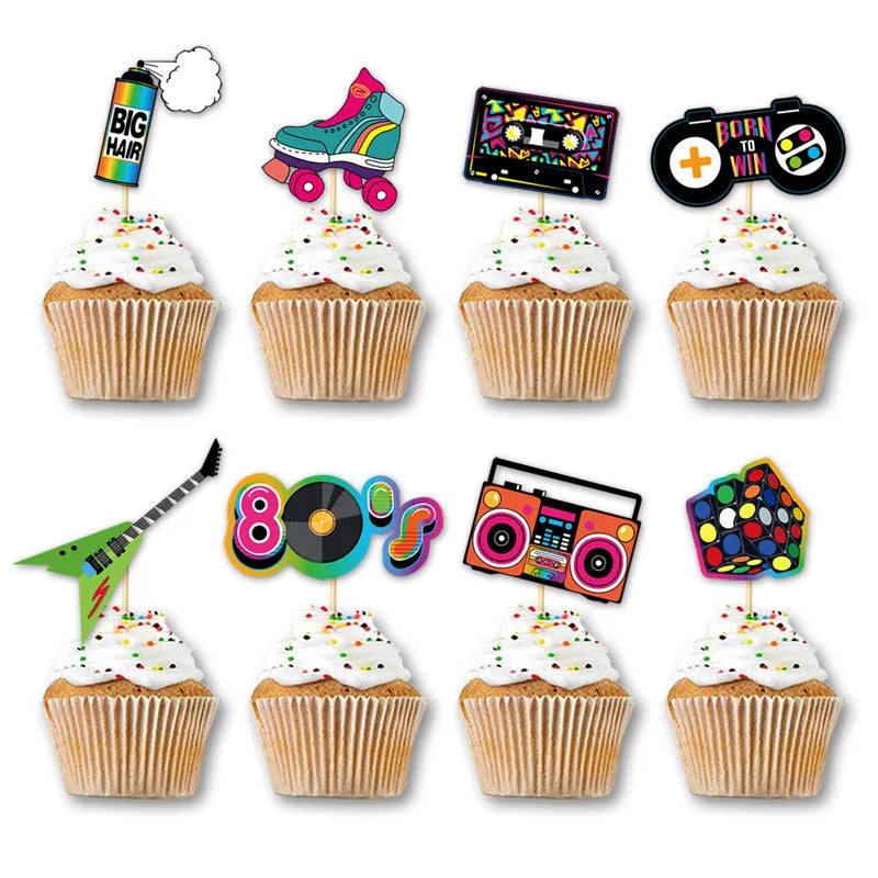 Hip Hop Music Cupcake Topper For 80‘s 90’s Party Decorations Hip Hop Dessert Decor Adult Birthday Party Supplies Tableware