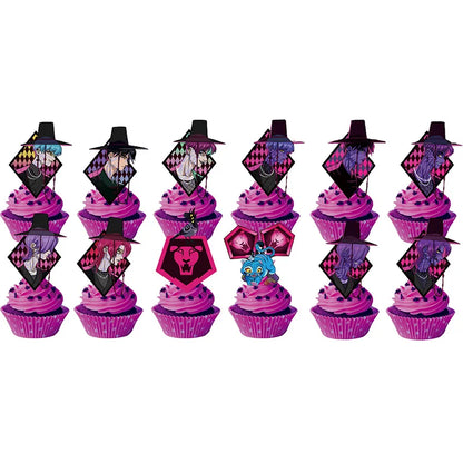 Demon Hunters Paper Cupcakes Topper Decor Birthday Cake Topper Set K-pop Anime Movie Demon Hunters Girls Party Cake Decoration