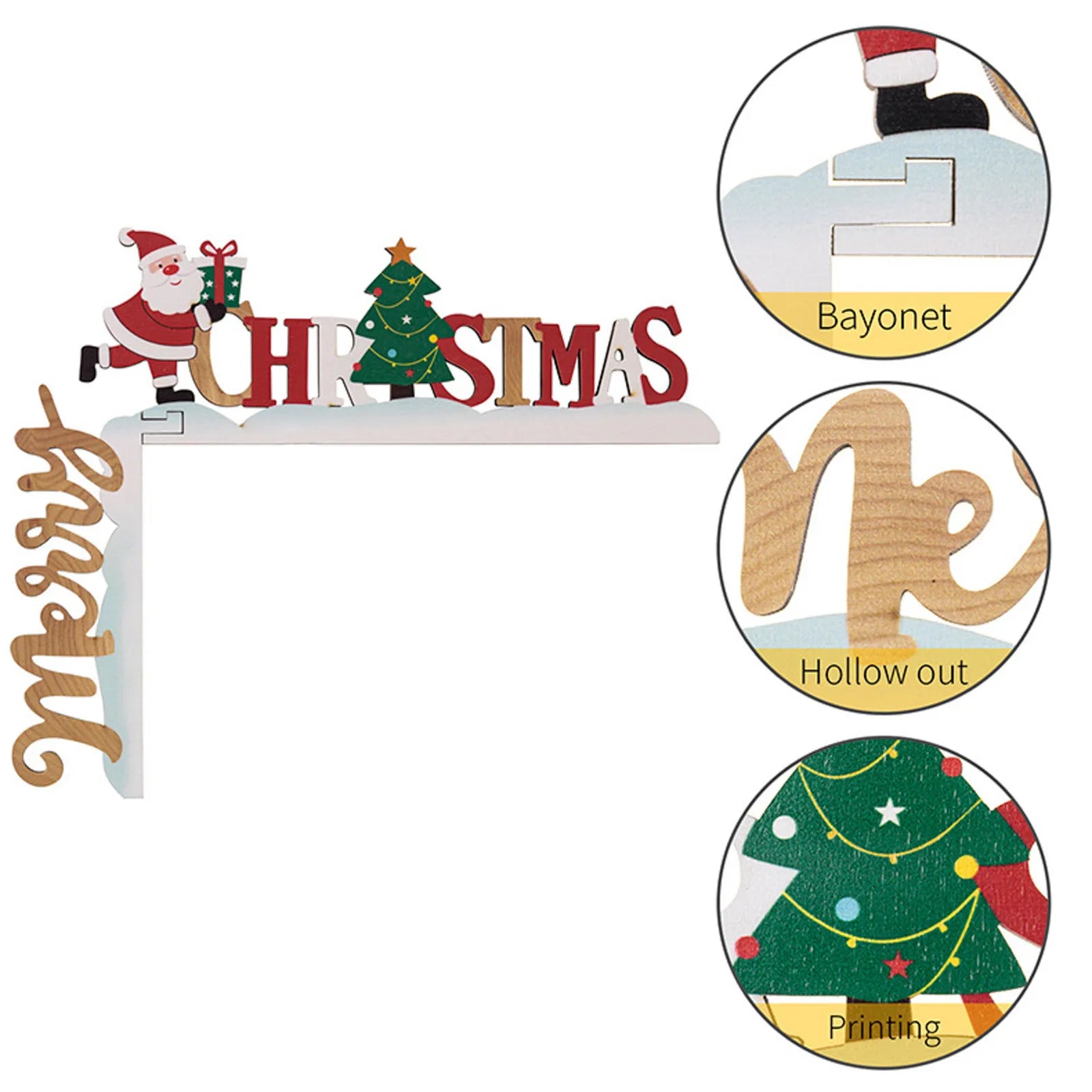 Wall Decor Christmas Door Frame Hanging Wooden Creative Letters Cartoon Old Man Christmas Tree Modeling Suministros NavideñOs