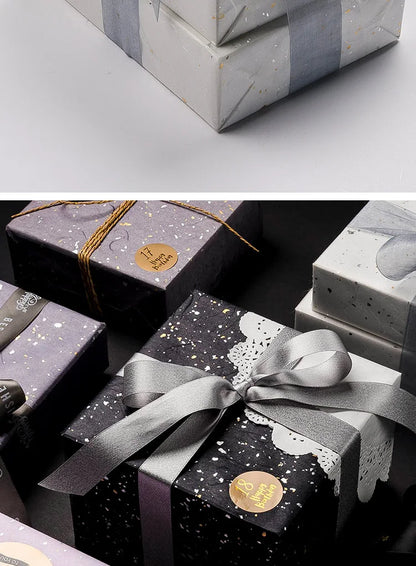 Korean Floral Wrapping Paper Set – 5 Sheets in 6 Colors with Gold/Silver Sparkle Accents