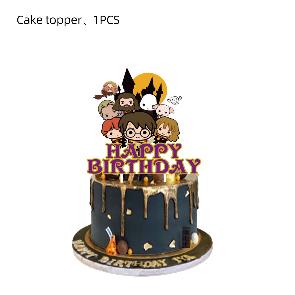 Magic Academy Theme Cake Decoration Cartoon Magician Paper Cupcake Topper for Kids Birthday Party Cake Decoration Supplies