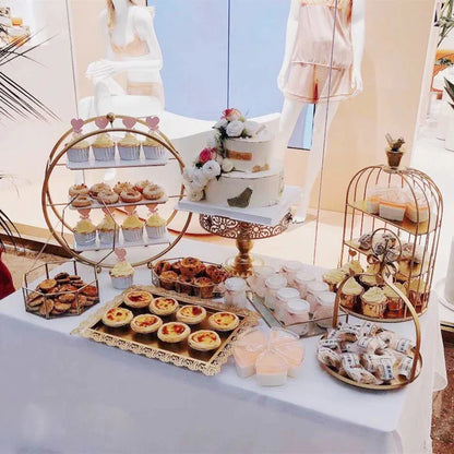 Luxury Cup cakes dessert gold cake stand set metal display stands supplies cake decorating tools
