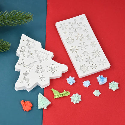 Chrsitmas Decor Silicone Molds Snowflake Xmas Tree Shape Cake Mold Baking Tool Candy Chocolate Biscuits Mould Ornament Supplies
