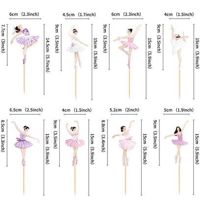 Ballet Cake Decoraitons Ballerina Cupcake Topper For Girl Happy Birthday Supplies Dancing Theme Party Decorations Cake Deors