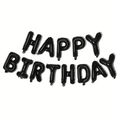 13pcs Rose Gold Happy Birthday Balloons – Letter Foil Balloon Decoration Set