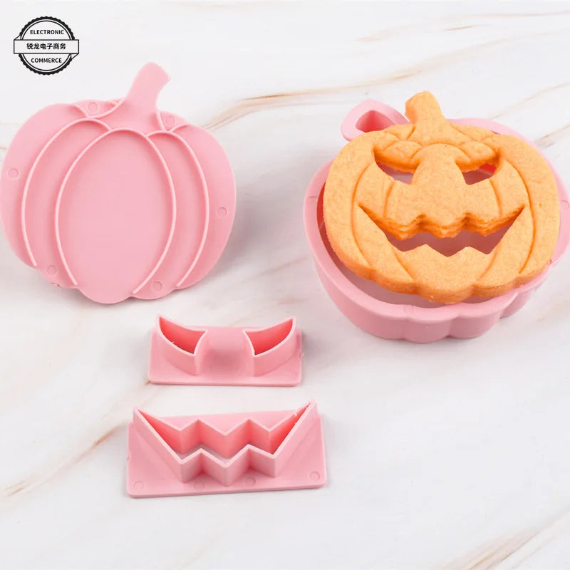 Halloween Cookie Mold Cartoon Pumpkin Head Baking Fondant Household 3D Stamp Hollow DIY Face Food Making Children Birthday Gifts