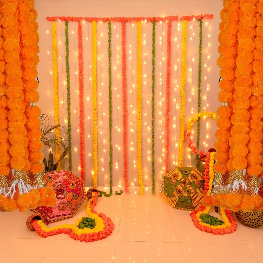 Marigold Flower Garlands 1.5m Artificial Flower Garland Indian DécorPooja Diwali Fiesta Day of The Dead Christmas Events Decor