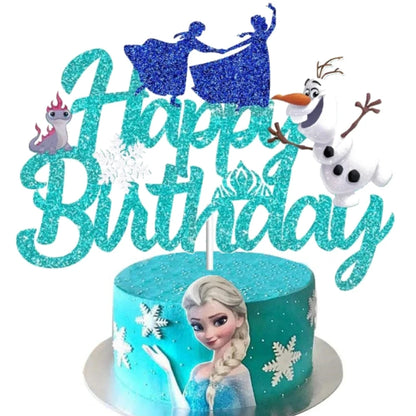 Disney Frozen Elsa Birthday Decorations Frozen Queen Anna Baby Shower Wedding Party Supplies Cake Topper Kit Cup Cake Tableware