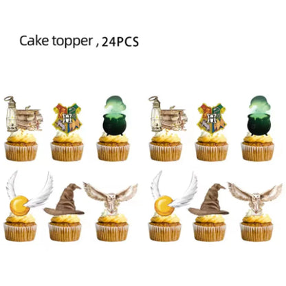 Magic School Themed Cupcake Topper Decoration for Festival Decorations Birthday Party Favor Supplies Cupcake Baking DIY Reusable