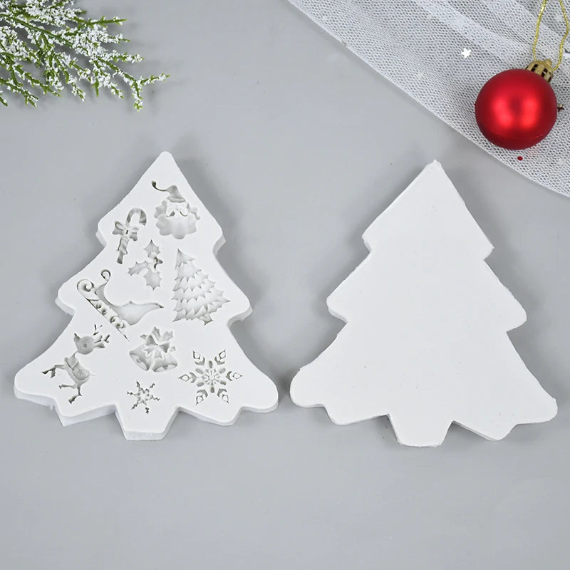 Chrsitmas Decor Silicone Molds Snowflake Xmas Tree Shape Cake Mold Baking Tool Candy Chocolate Biscuits Mould Ornament Supplies