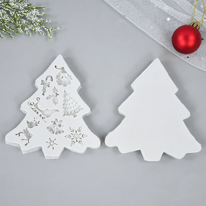 Chrsitmas Decor Silicone Mold Snowflake Xmas Tree Shape Baking Tool Cake Mold Candy Chocolate Biscuits Mould Decoration Supplies