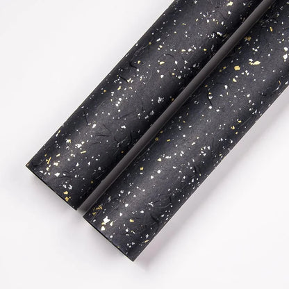 Korean Floral Wrapping Paper Set – 5 Sheets in 6 Colors with Gold/Silver Sparkle Accents