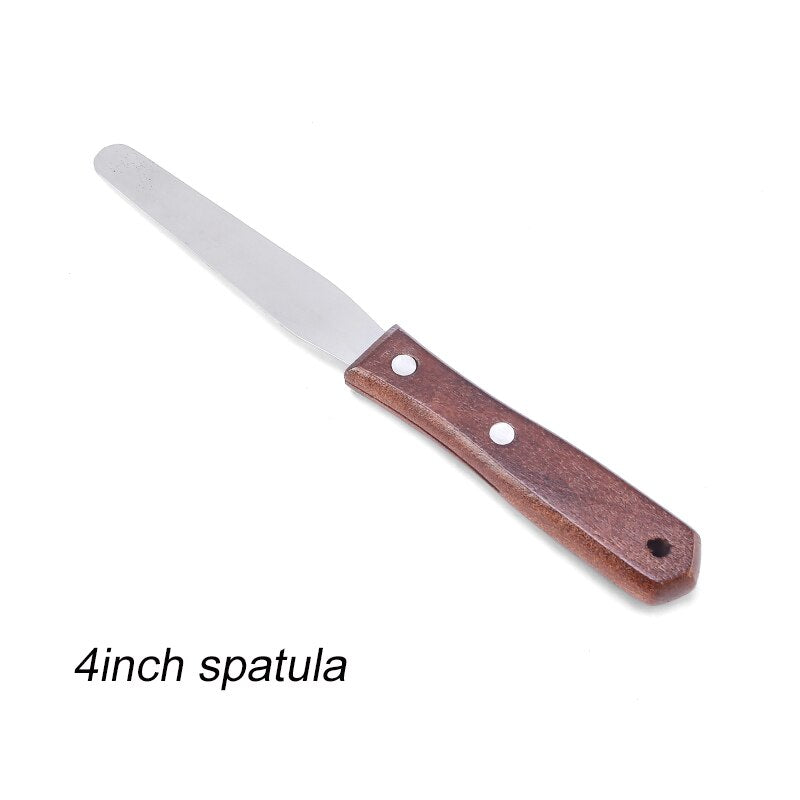 4 6 8 10 inch Spatula Cake Decorating Tools Stainless Steel With Wood Handle Cream Knife Spatula for Cake Smoother Icing