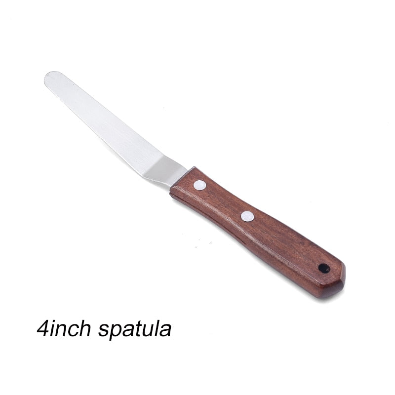 4 6 8 10 inch Spatula Cake Decorating Tools Stainless Steel With Wood Handle Cream Knife Spatula for Cake Smoother Icing