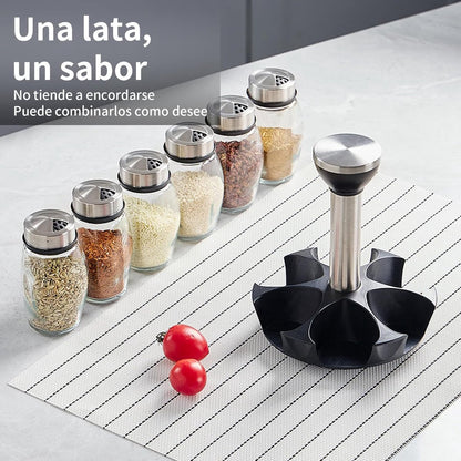 Spice Organizer | 360° Rotatable | With 6 Spice Jars | Glass Jars | 6 Spice Jars on Rack |