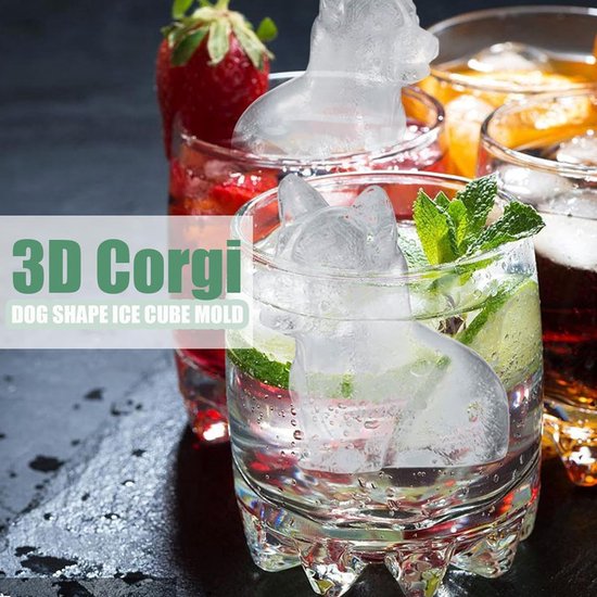 3D Corgi Ice Cube Mold - With Integrated Funnel - Cute Dog Shape - Silicone &amp; Easy De-molding