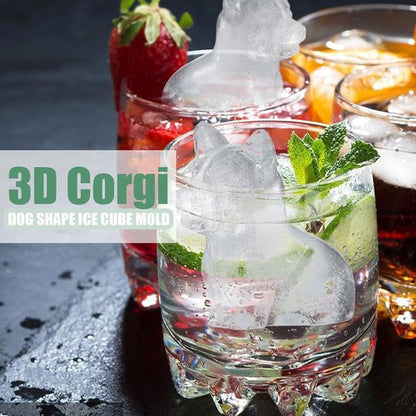 3D Corgi Ice Cube Mold - With Integrated Funnel - Cute Dog Shape - Silicone &amp; Easy De-molding