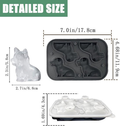 3D Corgi Ice Cube Mold - With Integrated Funnel - Cute Dog Shape - Silicone &amp; Easy De-molding