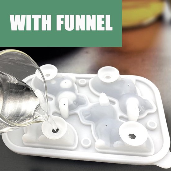 3D Corgi Ice Cube Mold - With Integrated Funnel - Cute Dog Shape - Silicone &amp; Easy De-molding