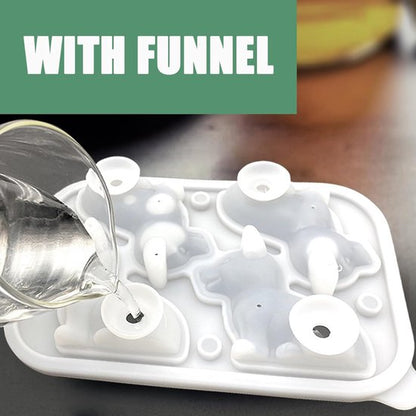 3D Corgi Ice Cube Mold - With Integrated Funnel - Cute Dog Shape - Silicone &amp; Easy De-molding