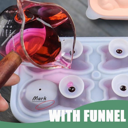 3D French Bulldog Ice Cube Mold - With Integrated Funnel - Cute Dog Shape - Silicone &amp; Easy De-molding
